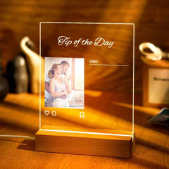 Custom Photo Acrylic Night Light Home Decor Write Love Words on it Valentine's Day gifts for lovers