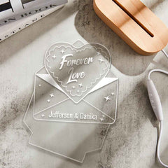 Custom Text Acrylic Envelope Night Light Personalized Coloful Lamp Valentines Day Gift
