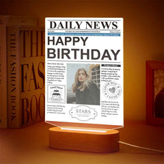 Custom Photo News Acrylic Plaque Colorful Lamp Personalized Night Light Birthday Gifts Memories Gift