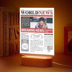 Custom Photo News Acrylic Sign Colorful Lamp Personalized 3D Printed Night Light Birthday Gifts