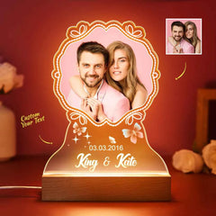 Gift for Her/Him Custom Led Lamp with Name and Photo Valentine's Day Idea