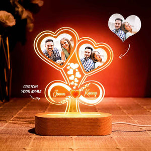 Personalised Names 3D Illusion Night Light Heart Balloon Custom LED Lamp For Couples