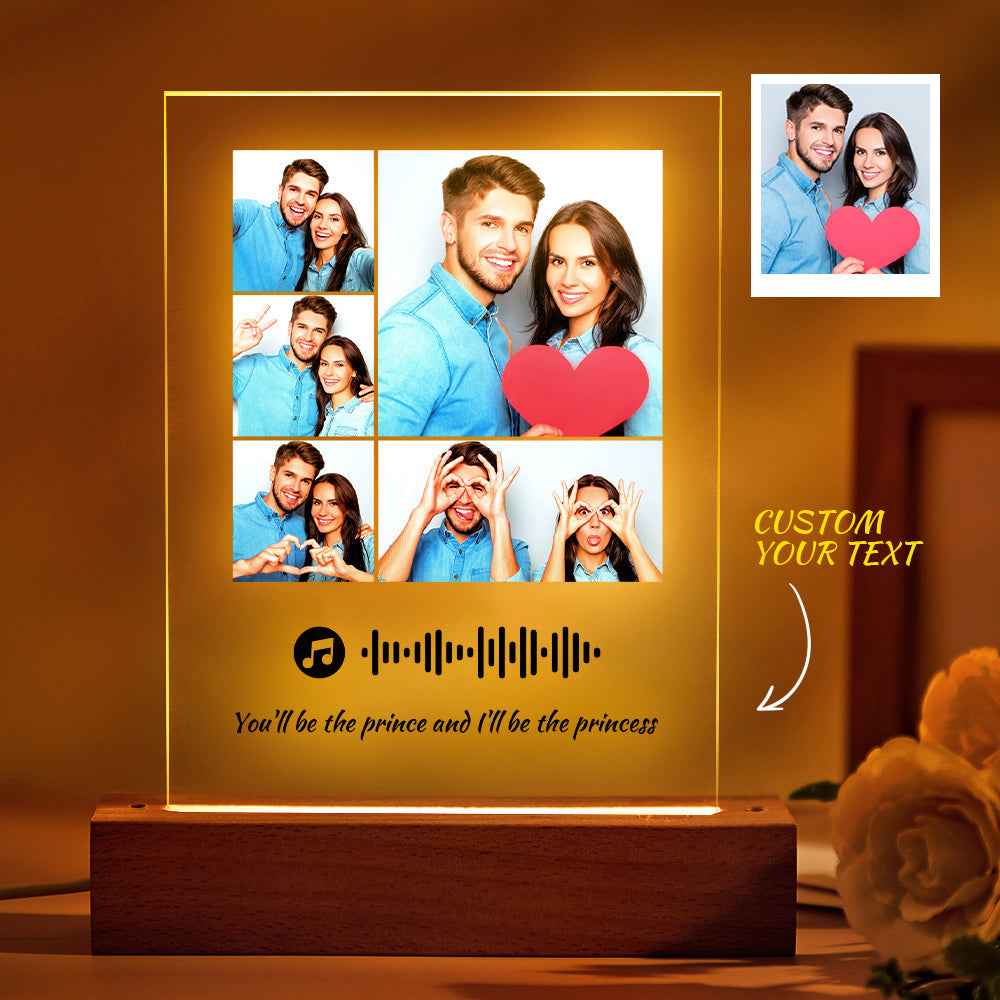 Custom Photo Plaque/Night Light Personalized Music Code Best Gift for Love