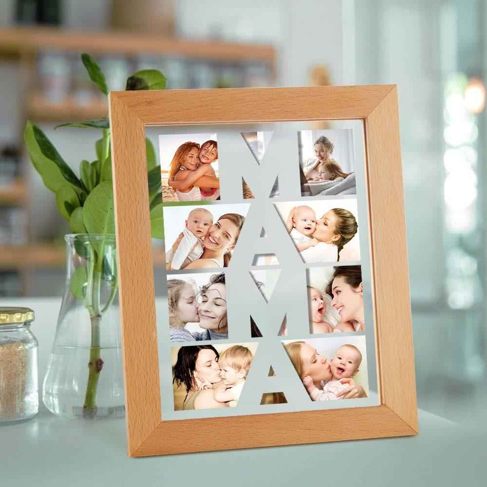 Custom Photo Night Light Wooden Frame Night Light Gift for Mom