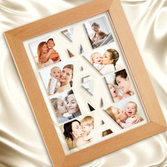 Personalised Photo Night Light with Wooden Frame - Unique Gift for Mum