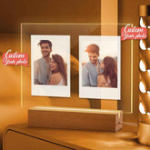 Personalized Acrylic Double Photo Lamp Yellow Warm Lights Perfect Night Light Gift for Couples On Valentine's Day