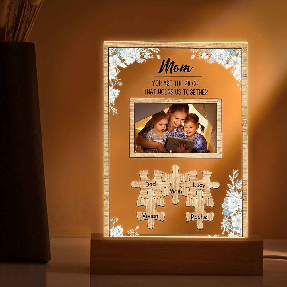 Personalized Dad You Are the Piece that Holds Us Together Photo Acrylic Night Light Father's Day Gift for Dad