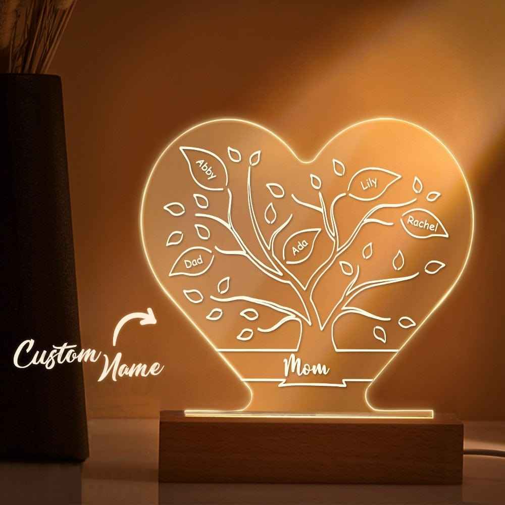 Custom Night Light With Family Tree and Names Gifts for Mom