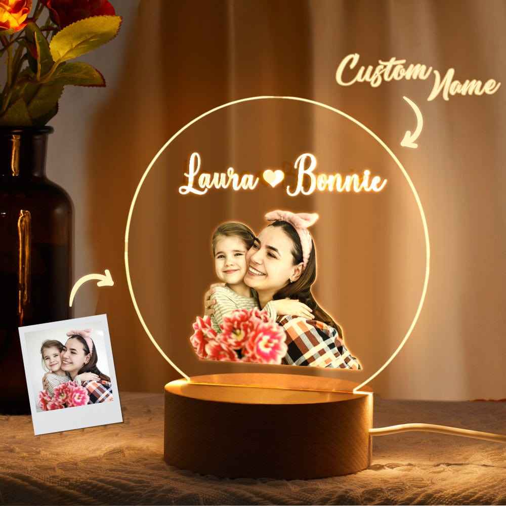 Personalized Photo Night Light with Names Gifts for Mom