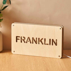Personalized Wood Night Light With Text Custom Name Lamp For Living Room