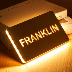 Personalized Wood Night Light With Text Custom Name Lamp For Living Room