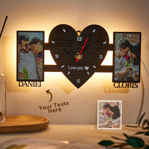 Custom Photo Clock Night Light With Name Wall Lamp For Lovers