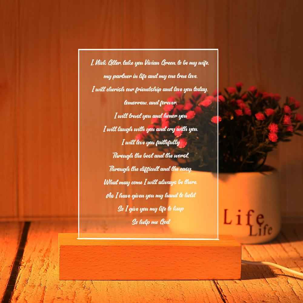 First Anniversary as Valentine's Gift for Lovers - Anniversary Gift Ideas - Romantic Gift for Wife - Custom Hand-Written Letter Night Light