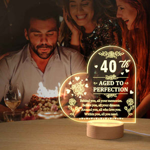 Personalised Birthday Night Light Heart Shaped Acrylic Lamp Gifts for Friends or Family