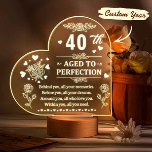 Personalised Birthday Night Light Heart Shaped Acrylic Lamp Gifts for Friends or Family