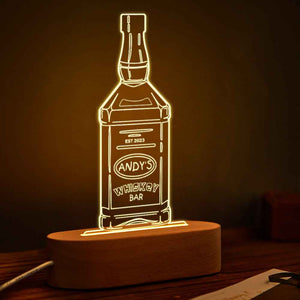 Personalized Liquor Night Light 7 Colors Acrylic Wine 3D Lamp Father's Day Gifts