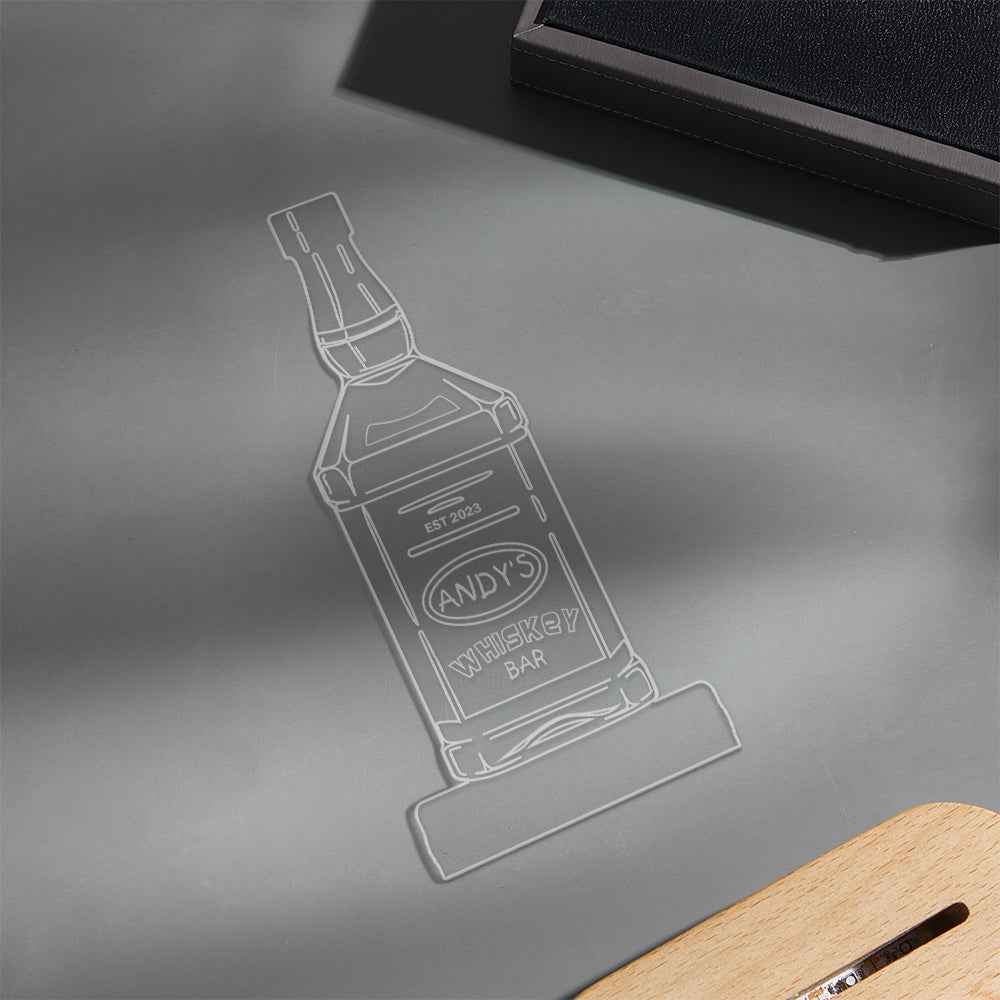 Personalized Liquor Night Light 7 Colors Acrylic Wine 3D Lamp Father's Day Gifts