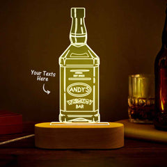 Personalized Liquor Night Light 7 Colors Acrylic Wine 3D Lamp Father's Day Gifts