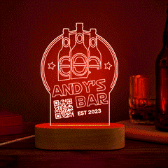 Personalised QR Code Wine Bottle Night Light - 7 Colour Dimmable LED Lamp | Custom 3D Acrylic Lamp | Father's Day Gift