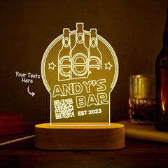 Personalized Qr Code Wine Bottle Night Light 7 Colors Acrylic 3D Lamp Father's Day Gifts