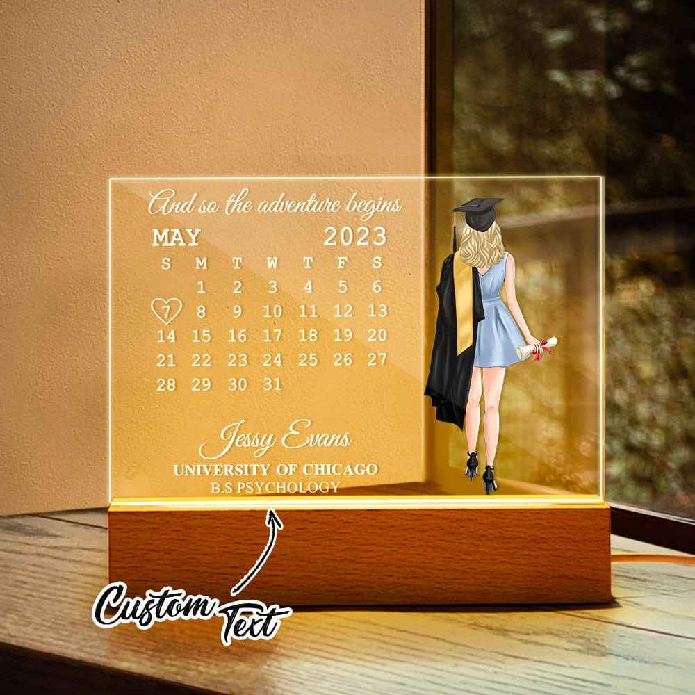 Personalized Acrylic Photo Lamp With Date Engraved Night Light Graduation Gifts