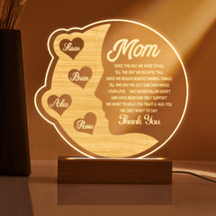 Personalised Engraved Crescent Moon Night Light - Custom Mother's Gift with Names