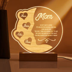 Personalised Engraved Crescent Moon Night Light - Custom Mother's Gift with Names