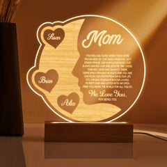 Personalised Engraved Crescent Moon Night Light - Custom Mother's Gift with Names