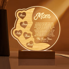 Personalised Engraved Crescent Moon Night Light - Custom Mother's Gift with Names