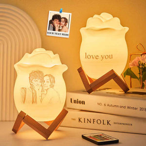 Custom Exclusive Photo Rose Night Light Personalized Name Best Gift 7 Colour Night Light Remote Control Lamp