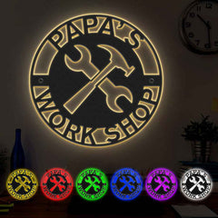 Custom Father's Day Metal Sign Personalized LED Lights Wall Art Decor Gift for Dad