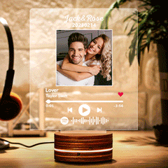 Personalised Music Photo Night Light - Custom LED Anniversary & Wedding Gift