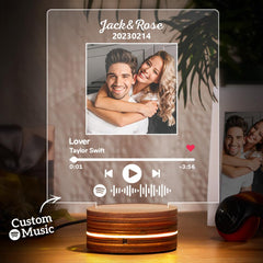 Personalised Music Photo Night Light - Custom LED Anniversary & Wedding Gift