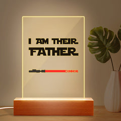 Personalised 'I Am Their Father' Lightsaber Night Light - Custom Acrylic Plaque for Dad