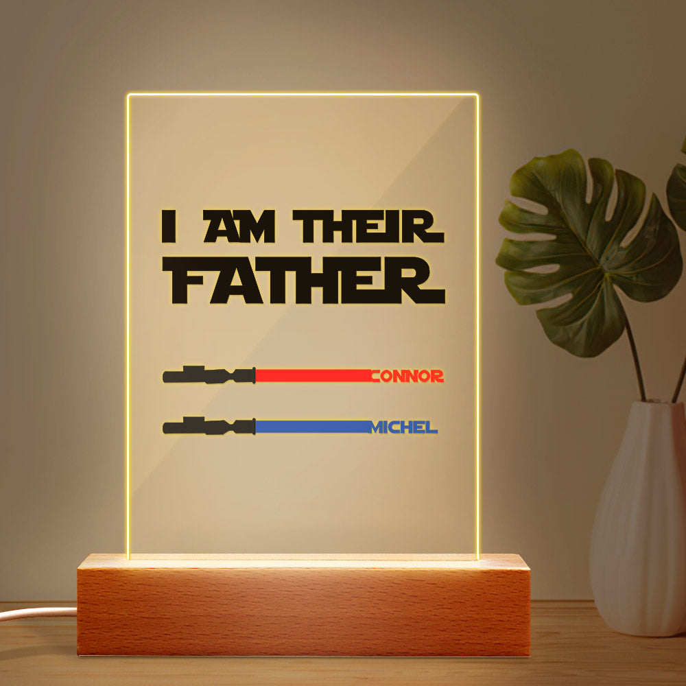 Personalised 'I Am Their Father' Lightsaber Night Light - Custom Acrylic Plaque for Dad