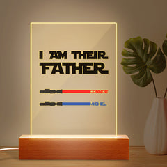 Personalised 'I Am Their Father' Lightsaber Night Light - Custom Acrylic Plaque for Dad