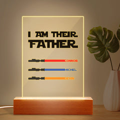 Personalised 'I Am Their Father' Lightsaber Night Light - Custom Acrylic Plaque for Dad