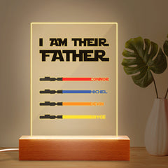 Personalised 'I Am Their Father' Lightsaber Night Light - Custom Acrylic Plaque for Dad