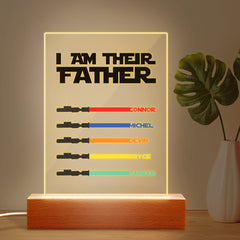 Personalised 'I Am Their Father' Lightsaber Night Light - Custom Acrylic Plaque for Dad