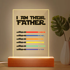 Personalised 'I Am Their Father' Lightsaber Night Light - Custom Acrylic Plaque for Dad