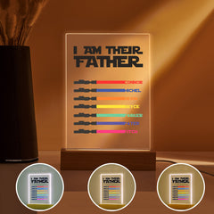 Personalised 'I Am Their Father' Lightsaber Night Light - Custom Acrylic Plaque for Dad