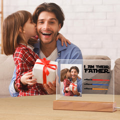 Personalised 'I Am Their Father' Night Light - Custom Photo Acrylic Lightsaber Plaque | Unique Father's Day Gift