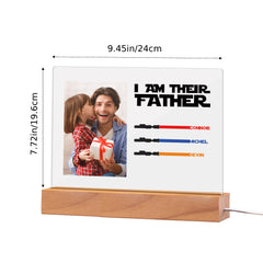 Personalised 'I Am Their Father' Night Light - Custom Photo Acrylic Lightsaber Plaque | Unique Father's Day Gift