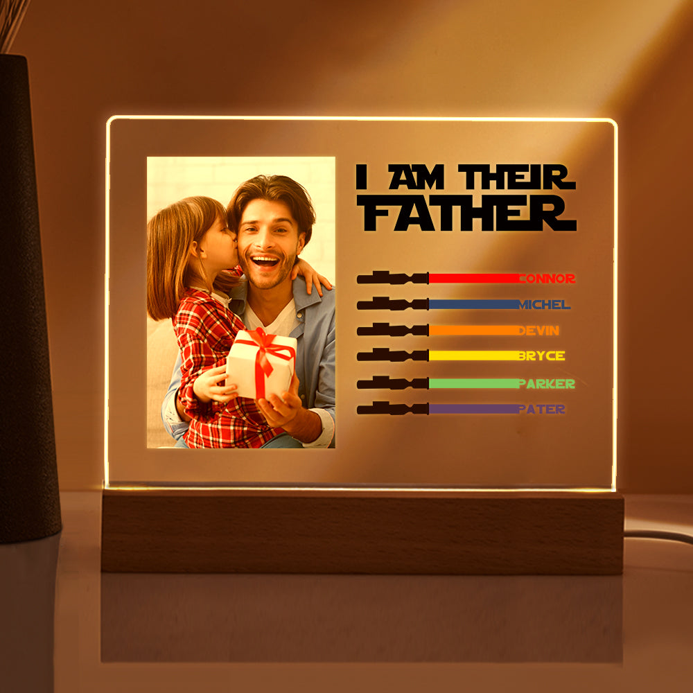 Personalised 'I Am Their Father' Night Light - Custom Photo Acrylic Lightsaber Plaque | Unique Father's Day Gift