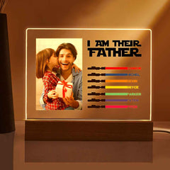 Personalized I Am Their Father Night Light Photo Acrylic Light Saber Plaque Father's Day Gifts