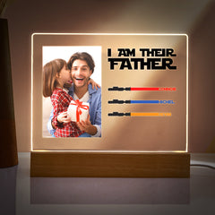 Personalised 'I Am Their Father' Night Light - Custom Photo Acrylic Lightsaber Plaque | Unique Father's Day Gift