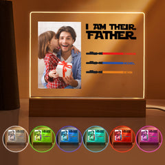 Personalised 'I Am Their Father' Night Light - Custom Photo Acrylic Lightsaber Plaque | Unique Father's Day Gift