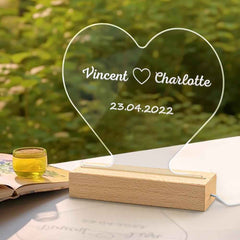 Custom Heart Shape Night Light Engraved Night Light Anniversary Gifts