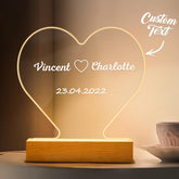 Personalised Heart Engraved Night Light | Custom Anniversary Gift