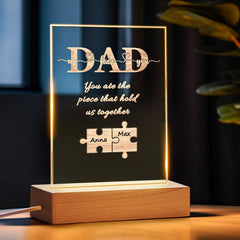 Personalised Puzzle Piece Night Light With Name - Heartfelt Father's Day Gift